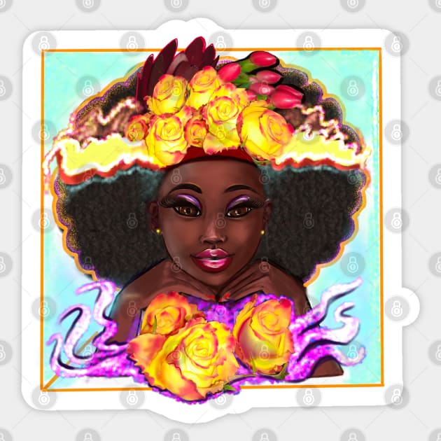 Afro beauty beautiful black girl with Afro hair, brown eyes and dark brown skin Sticker by Artonmytee